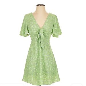 Zara Green Floral Short Sleeve Dress | L